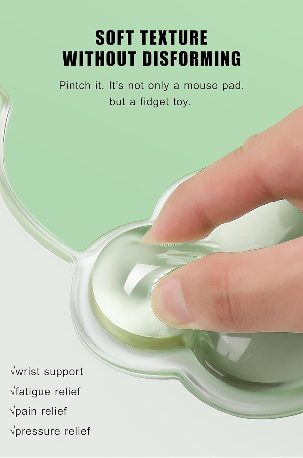 Mouse Pad with Wrist Rest, Soft Cloud Gel Keyboard Mouse Pad Set with Hand Wrist Support, Cute Non Slip Office Desk Accessories for Comfort/Pain Relief/PC Gaming/Computer/Laptop, (Clear Cloud)