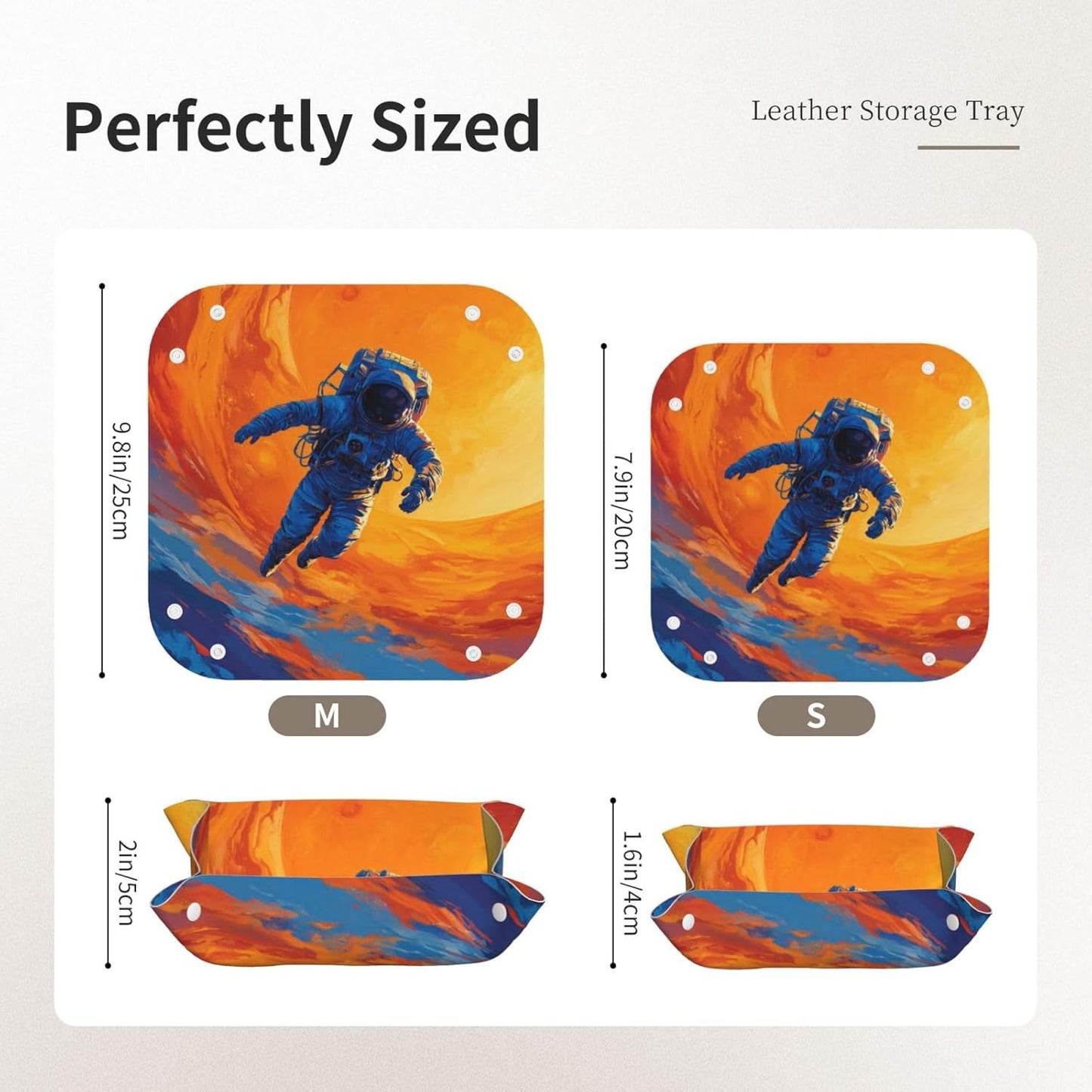 Astronaut In The Space Valet Tray Leather Portable Tray Desktop Storage Organizer Bedside For Men Women Jewelry Keys Coin Candy Sundries