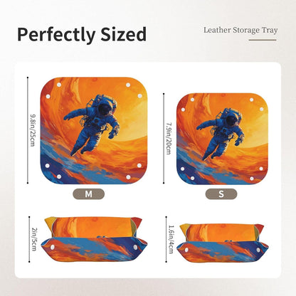 Astronaut In The Space Valet Tray Leather Portable Tray Desktop Storage Organizer Bedside For Men Women Jewelry Keys Coin Candy Sundries