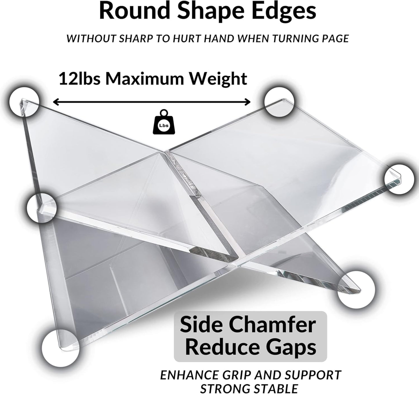 Honygebia Gold Acrylic Book Stands - Cross Frame Acrylic Book Holder, Open Bookstand for Display and Reading, Suitable for Art, Bible, Cookbook, Easel, Magazine, Textbooks 12.5" x 9.5" x 5.5"