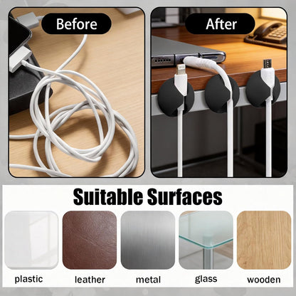 3PCS Cord Holder Cable Clips, Round Silicone Adhesive Cord Organizer Charger Holder Wire Management Keeper for Home, Nightstand, Desk, Office or Mouse, Light Green