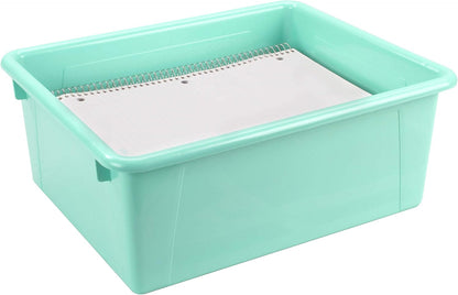 Storex Letter Size Flat Storage Tray – Organizer Bin for Classroom, Office and Home, Clear, 5-Pack (62531A05C), 10 x 13 x 3 Inches