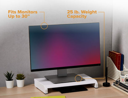 Bostitch Office Konnect Adjustable Monitor Stand Riser, 4 Height Adjustments, Built-In Cable Management, Rubber Feet - Black