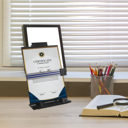 Adjustable Desktop Book Reading Stand with Portable Document Holder, Folding Copy Holder for Students and Office Use, Desk Reading Rack for Typing and Study