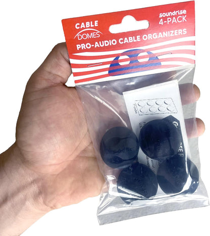 Soundrise Cable Domes Pro-Audio Cable Organizer (Pack of 4) - 1.5" Silicone Adhesive Cable Holder - Studio Cord Management Clips - Fits XLR, 1/4" & Cables for Studio Monitors, Subwoofers & Music Gear