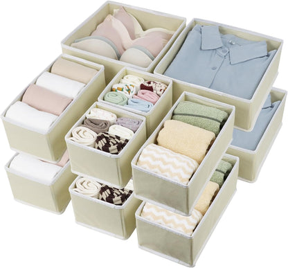 Fordonral 12 Pack Drawer Organizer Clothes, Foldable Fabric Dresser Organizer Closet Organizers and Storage Box for Underwear,Folded Clothes,Baby Clothing,Socks,Bra,Towels,Ties(12 Pack,Gray)