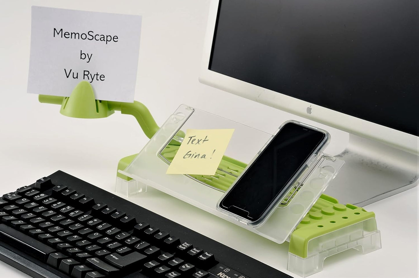 MemoScape Adjustable in-Line Document Holder for Typing | Reduces Neck Strain, Improves Focus, Boosts Desk Organization, and Workflow | Paper Holder Stand for Desk and Home Office - Black (VUR 2060)