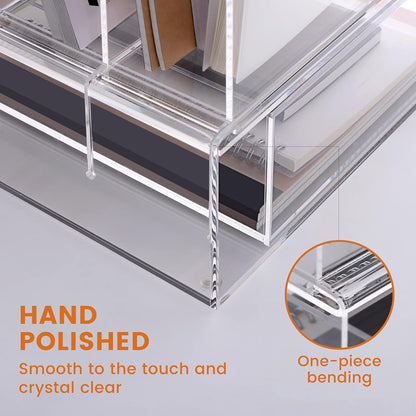 HeZone Desk Organizers and Accessories, Acrylic Desk Organizer with Drawer, Office Supplies Organization Storage, Clear Acrylic File Organizer for Desk - 1 Pack