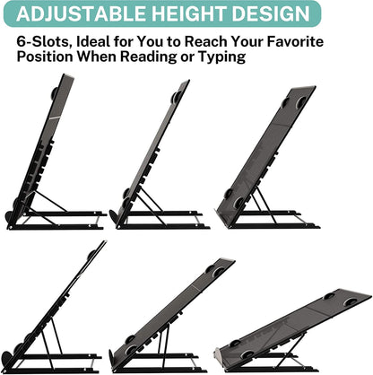 MaxGear Desktop Document Holder for Typing, Foldable Paper Holder Stand for Desk with 4 Magnetic Buckles, Metal Mesh Letter Copy Holder with Non-Slip Base, 6 Adjustable Viewing Angles, Black