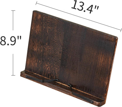 Wooden Book Stand Holder Adjustable,Portable Desktop Organizer for Cookbooks/Tablets,Hands Free Reading Rest with Ergonomic Design, Fits Books & iPads