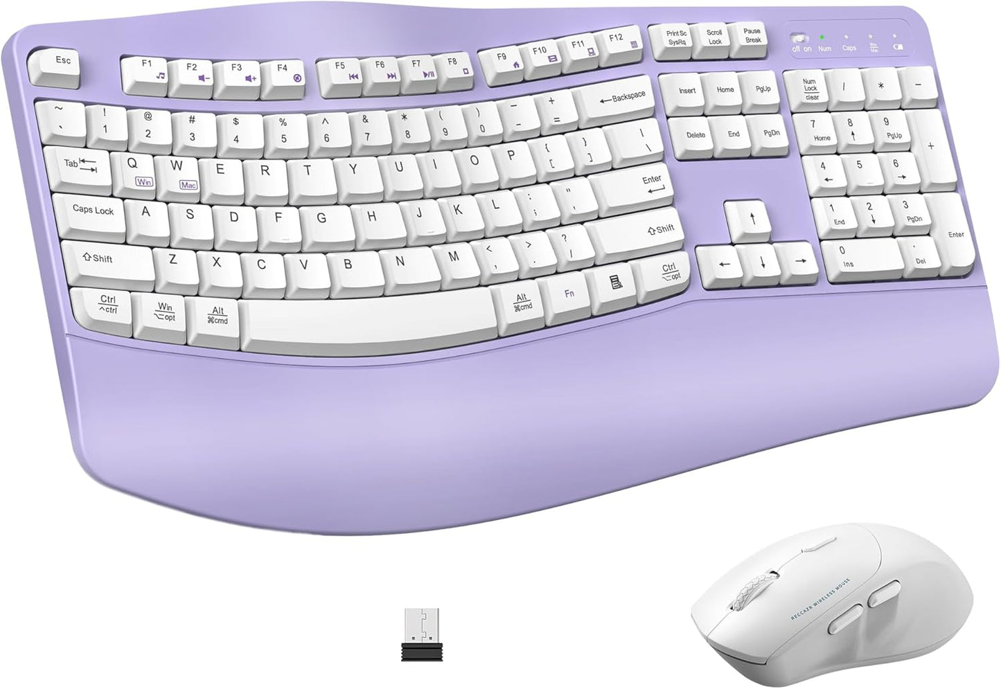 Wireless Keyboard and Mouse Combo,2.4G Full Size Wave Keys Ergonomic Keyboard with Wrist Rest for Natural Typing, 3 DPI Adjustable Ergonomic Silent Mouse for Computer/Laptop/Windows/Mac (Gray)