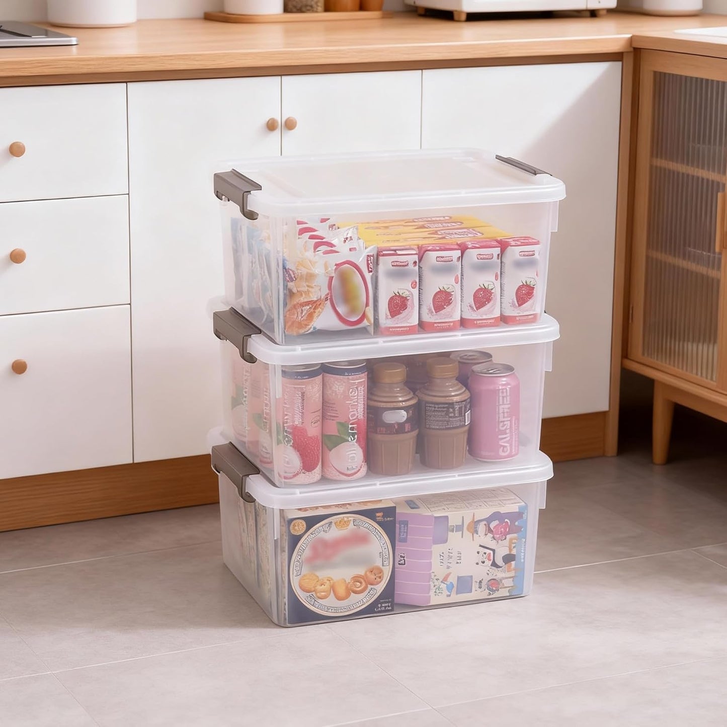 Citylife 17 QT Plastic Storage Bins Clear Storage Box with Lids Multipurpose Stackable Storage Containers for Organizing Tool, Craft, Crayon