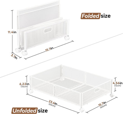 PHINOX Under Bed Storage Containers with Wheels, Under Bed Shoe Storage Organizer Drawer, Tool-free Assembly Metal Storage Containers for Bedroom Clothes Shoes Blankets -2PCK