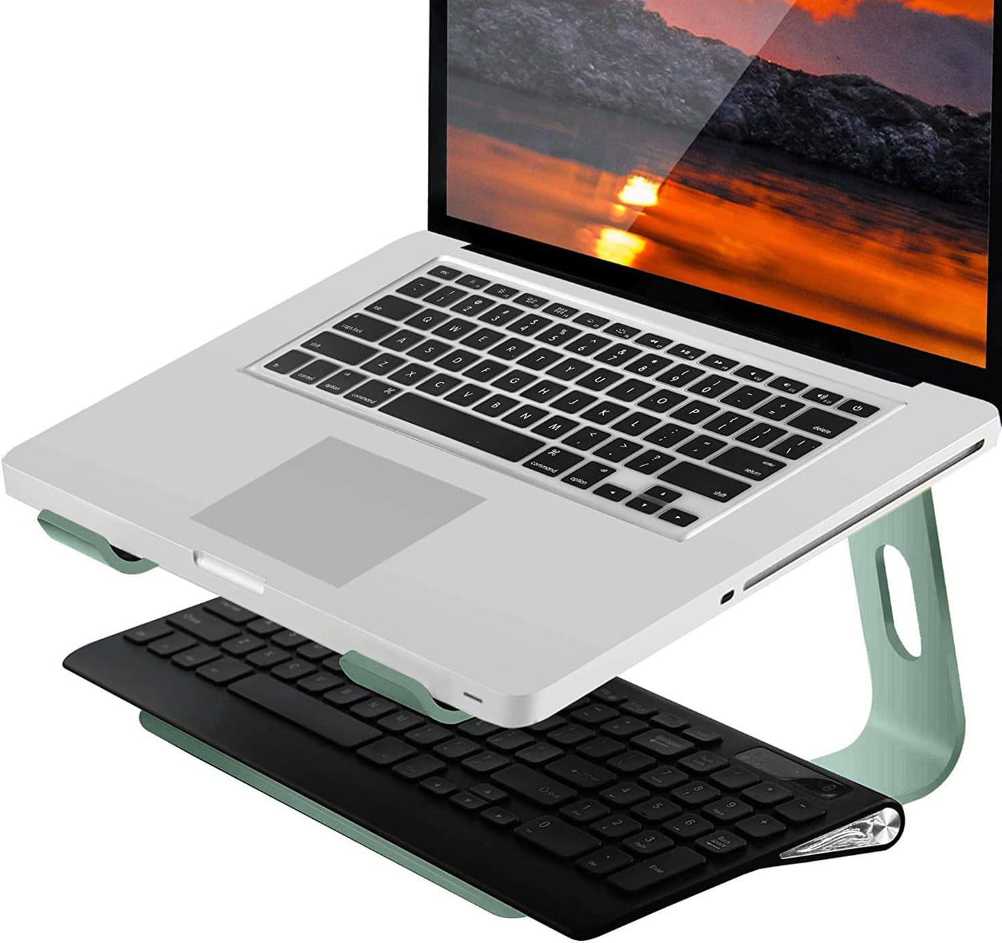 Orionstar Ergonomic Laptop Stand, Premium 5mm Aluminum Riser for 10-15.6 Inch Notebook Computer, Tool-Free Detachable Elevator Holder for Desk Office, Sturdy Riser for Eye-Level Neck Relief (Gold)