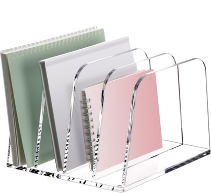 YUXUN Desk File Organizer,5-Section Vertical Clear Acrylic Desk Organizer File Holder Mail Sorter Office Organization for Office Home &Classroom（B5）
