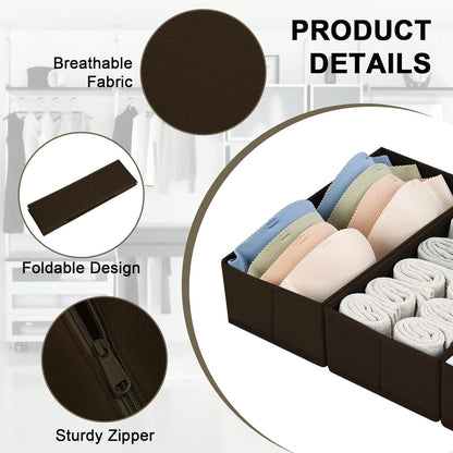 DIMJ Drawer Organizers Clothes, Dresser Organizer Bins for Baby Clothes,Underwear and Sock, Fabric Closet Organization and Storage Boxs, Drawer Dividers for Nursery, Clothing, Tie - 4 Pack, Beige