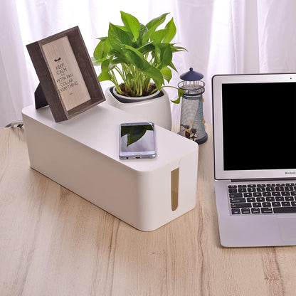 Cable Organizer Box Set of Three, Power Cover Cord Holder Surge Protector for Desk (Black)