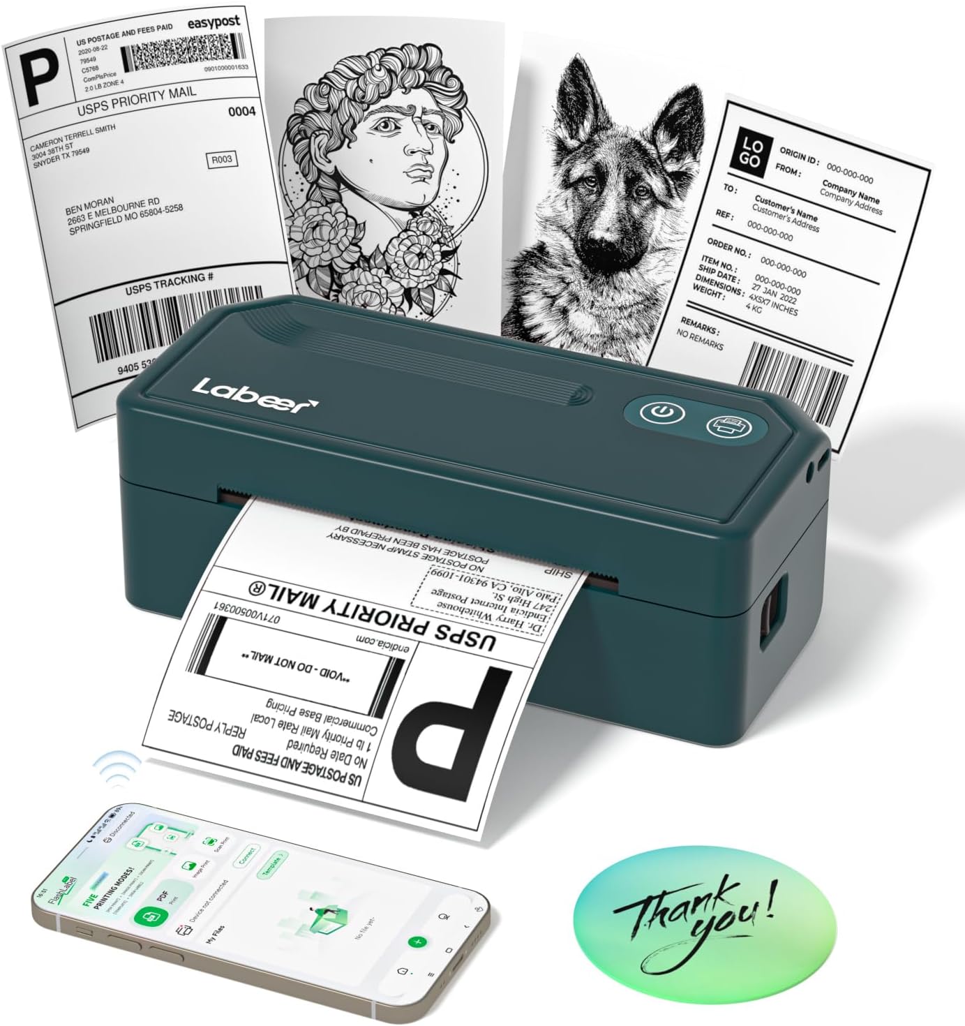 Labeer Bluetooth Thermal Label Printer, 4x6 Wireless Label Sticker Printer for Small Business, Office or Home, Compatible with iPhone, Android, Windows, Mac, Etsy, Amazon, Shopify, UPS