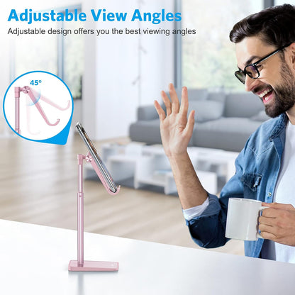 OMOTON Cell Phone Stand, Adjustable Angle Height Desk Phone Dock Holder for iPhone Air 17 Pro Max/Plus/XS/XR, Samsung Galaxy S20 / S10 / S9 / S8 and Other Phones (3.5-7.0-Inch)