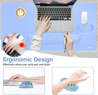 MOSISO Keyboard Mouse Pad Set, Gaming Mouse Pad&Keyboard Wrist Rest&Wrist Rest, Ergonomic Wristrests with Memory Foam Home Office Easy Typing Cushion Non-Slip Mousepad, Purple