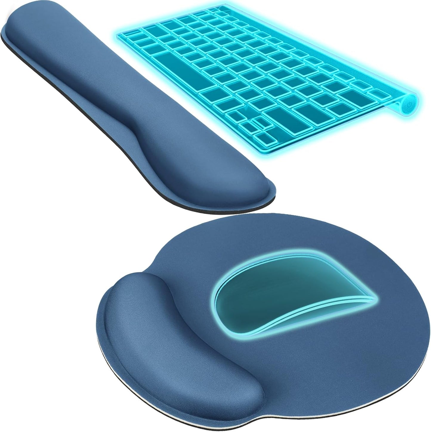 KTRIO Ergonomic Keyboard Wrist Rest and Mouse Pad with Wrist Rest Set, Memory Foam Wrist Support for Typing, Gaming, Office and Home Use, Black