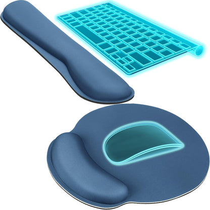KTRIO Ergonomic Keyboard Wrist Rest and Mouse Pad with Wrist Rest Set, Memory Foam Wrist Support for Typing, Gaming, Office and Home Use, Black