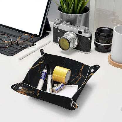 Valet Tray Catchall Trays Green Leaves Key Organizer Leather Tray Night Stand Organizer Bedside Vanity Trays Decor for Entryway Table