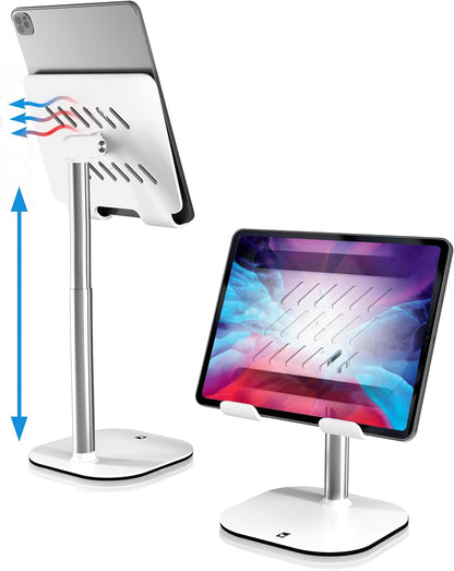COOPER TabHolder, 7-10" Height Adjustable Tablet Stand, Premium iPad Stand for Desk, 270° Tilt iPad Holder for Desk, Tablet Holder, 15.6-17" Portable Monitor Support (Black)