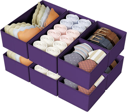DIMJ Drawer Organizers Clothes, Dresser Organizer Bins for Baby Clothes,Underwear and Sock, Fabric Closet Organization and Storage Boxs, Drawer Dividers for Nursery, Clothing, Tie - 4 Pack, Beige