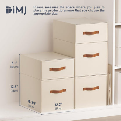 DIMJ Closet Organizers and Storage - Fabric Bins with Drawers for Closet Foldable Clothes Organizers with Clear Window, Stackable Storage Drawers Units for Bedroom, Living Room, 4-Pack, Grey