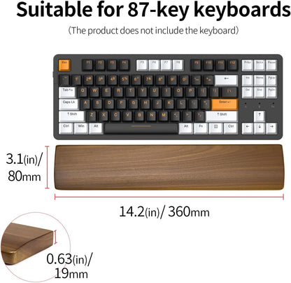 Walnut Wooden Wrist Rest for Mechanical Keyboard, Ergonomic Design for Wrist Pain Relief, Smooth No Odor and Easy to Clean, Support Wrist to Coding Typing and Playing (for 104 Key)