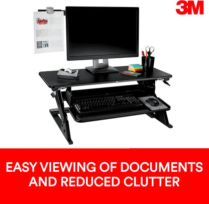 3M Monitor Mount Document Clip Copy Clip, Mounts Right or Left with Command™ Adhesive, Use on Monitors and Laptops for Easy Viewing and Reduced Clutter, Holds up to 30 Sheets, Black (DH240MB)