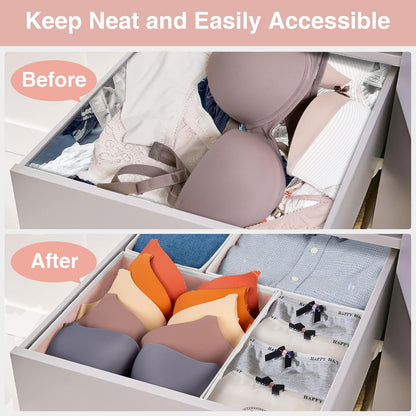Criusia Drawer Organizer Clothes, 8 Pack Underwear Organizer, Foldable Closet Organizers and Storage Dresser Dividers for Clothes, Socks, Scarves, Ties (Gray)