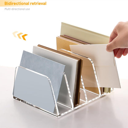 YUXUN Acrylic Mail Organizer for Desk, 2 Compartment Letter & Document Holder with Non-Slip Base, Small File Holders for Bills, Envelopes, Letters,Mails, Papers, Clear Office Supplies for School Home