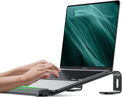 JCZT Aluminum Laptop Stand, Notebook Stand with Wrist Rest, Ergonomic Detachable Laptop Mount, Computer Stand Compatible with 10-17'' All Laptops Such as MacBook Air Pro/HP/Dell/Lenovo, Gold