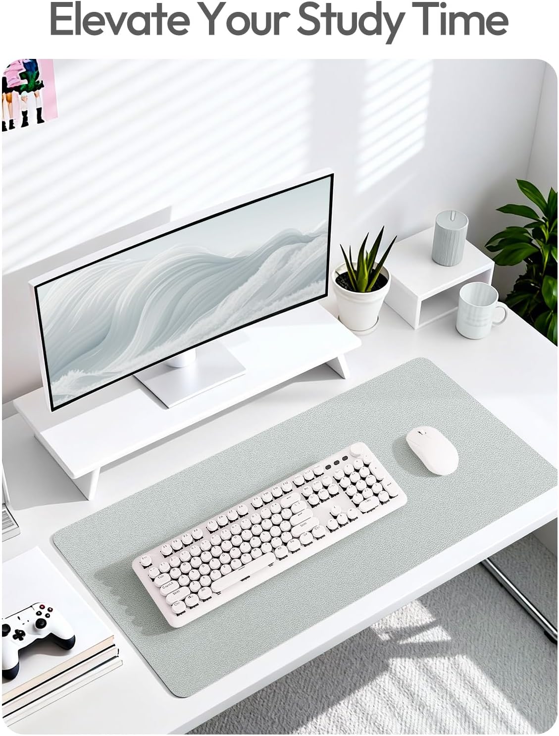 YSAGi Leather Desk Protector, Office Mat, Large Mouse Mat, Non-Slip PU Leather Blotter, Laptop Pad, Waterproof Writing Pad for Office and Home (Light Pink, 23.6" x 13.8") - Colors A