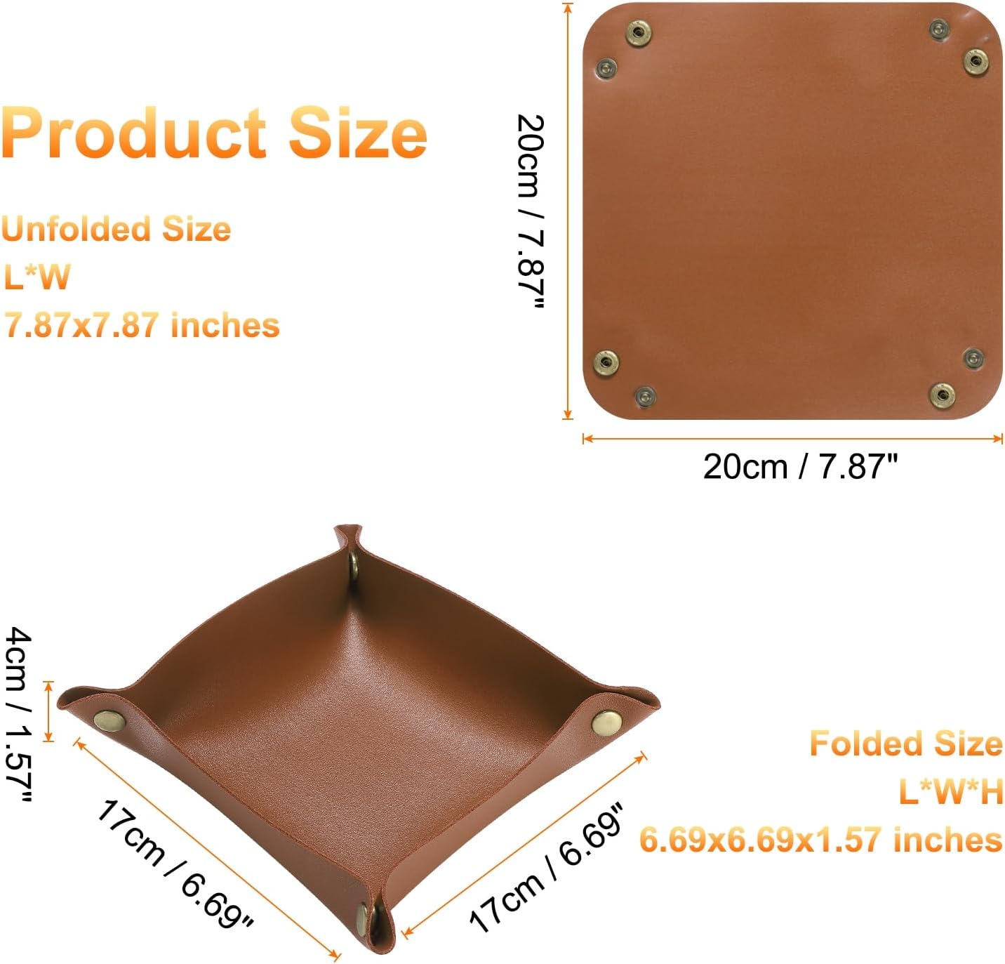 HARFINGTON 4pcs PU Leather Valet Tray Unisex Folding Small Catchall Tray Portable Entryway Table Tray Nightstand Bedside Desk Tray for Key Wallet Watch Coin Jewelry Dice, Pink