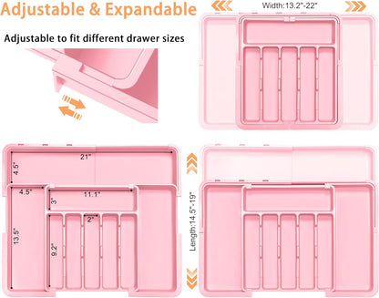 Spaclear Silverware Organizer Expandable Kitchen Utensil Drawer Organizer Large BPA Free Adjustable Cutlery Silverware Tray for Spoons Forks Knives Storage Divider for Kitchen Flatware 6-9 Slots Black