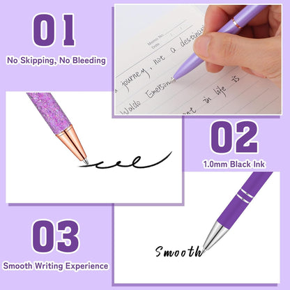 BESARTE 9 Pcs Pink Pens With Pen Holder for Desk, Fancy Pens Pink Mom Gifts Desk Accessories for Weddings Parties Mothers Day Gifts for Mom Wife