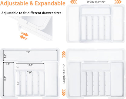 Spaclear Silverware Organizer Expandable Kitchen Utensil Drawer Organizer Large BPA Free Adjustable Cutlery Silverware Tray for Spoons Forks Knives Storage Divider for Kitchen Flatware 6-9 Slots Black