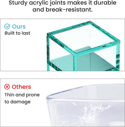 OfficeGoods 3-Tier Stackable Acrylic Holder- Stylish Desk Organizer and Storage for Office or Home – Transparent Round Design with Gold Metal Base
