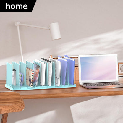 File Organizer for Desk, 5-Section Vertical File Sorter, Paper Holder Organizer Standing Metal File Folder for Office Home Classroom, Black