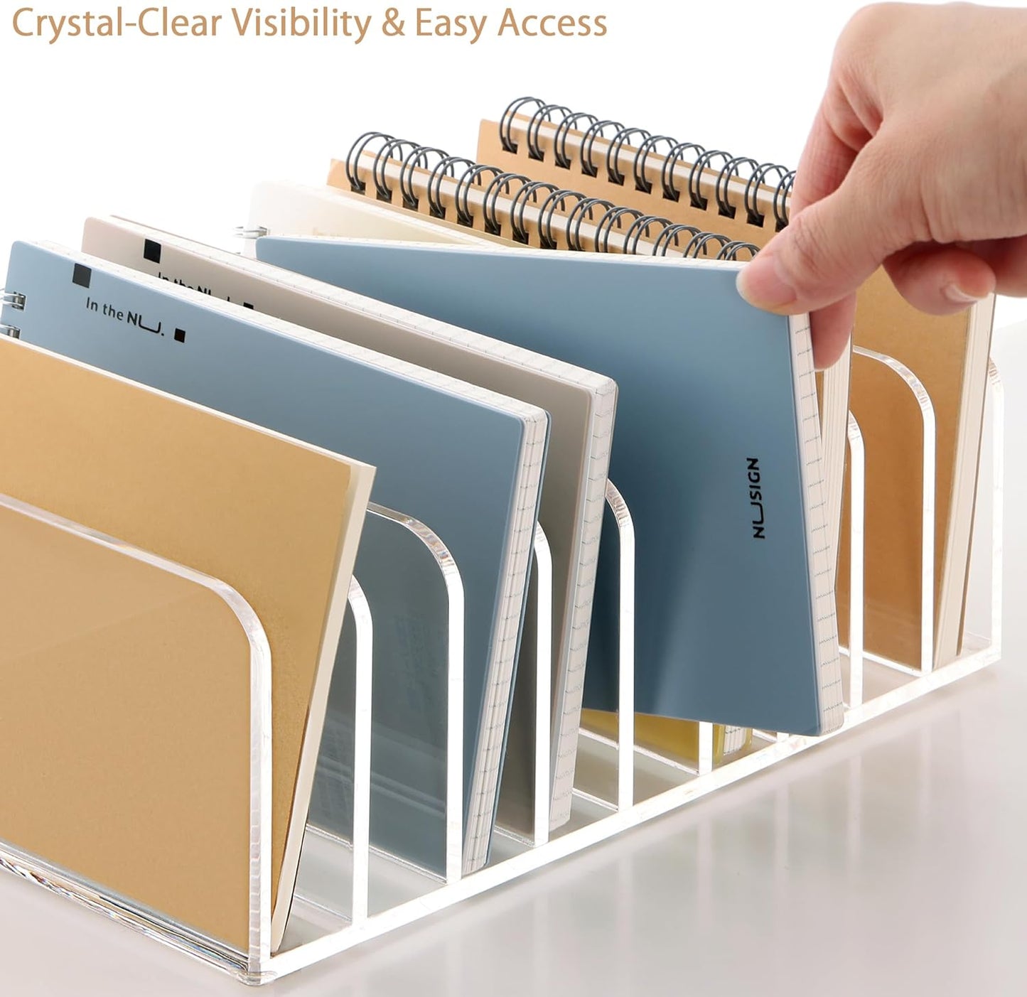 SANRUI 3 Compartments Mail Organizer Letter Holder for Desk ,Vertical Letter Holder,File Sorter Acrylic Desk Organizer Office Supplies,Clear