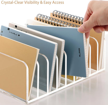 SANRUI 3 Compartments Mail Organizer Letter Holder for Desk ,Vertical Letter Holder,File Sorter Acrylic Desk Organizer Office Supplies,Clear
