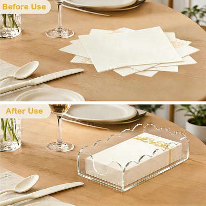 Acrylic Napkin Holder, Clear Guest Towel Holder Tray for Bathroom Kitchen - Disposable Paper Hand Towel Organizer for Hotel Restaurant Dining Table Party (9"x5.1"x2.4")