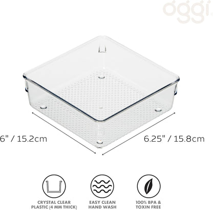 Oggi Set of 5 Clear Drawer Organizers - (1) 3x6.25, (2) 3x9.5, (2) 3x12.5 - Ideal for Organizing Kitchen Drawers, Office, Desk, Silverware, Kitchen Utensils, Cosmetics and Bathrooms
