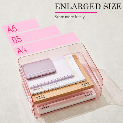 Harloon 4 Tier Paper Organizer Letter Tray Acrylic Desk File Organizer Heavy Duty Stackable Documents Clear Letter Paper Holder Sorter Office Tray for A4, Office Classroom Home File Pad Notebooks