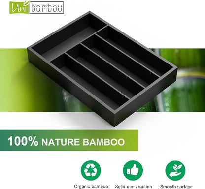 Unibambou Bamboo Utensil Drawer Organizer, Silverware Tray Organizer, Kitchen Drawer Organizer for Flatware Cutlery, (Natural, 3 Slots)