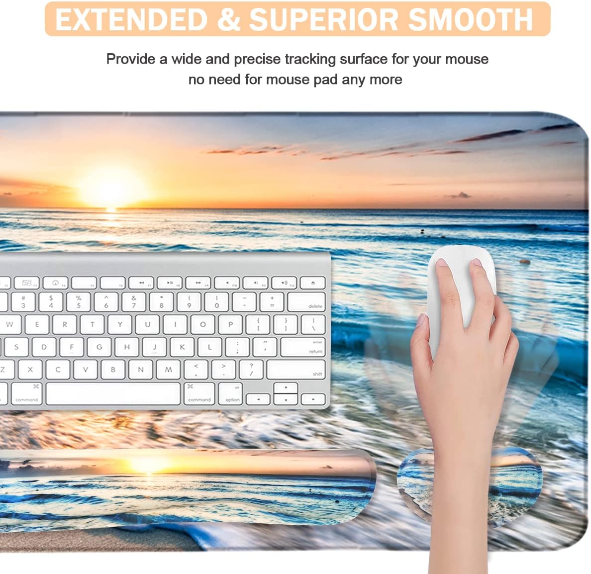 4-in-1 Large Mouse Pad, Keyboard Wrist Rest Pad & Wrist Support Mousepad Set, Extended Desk Pad Waterproof Desk Mat for Home Office Study Game