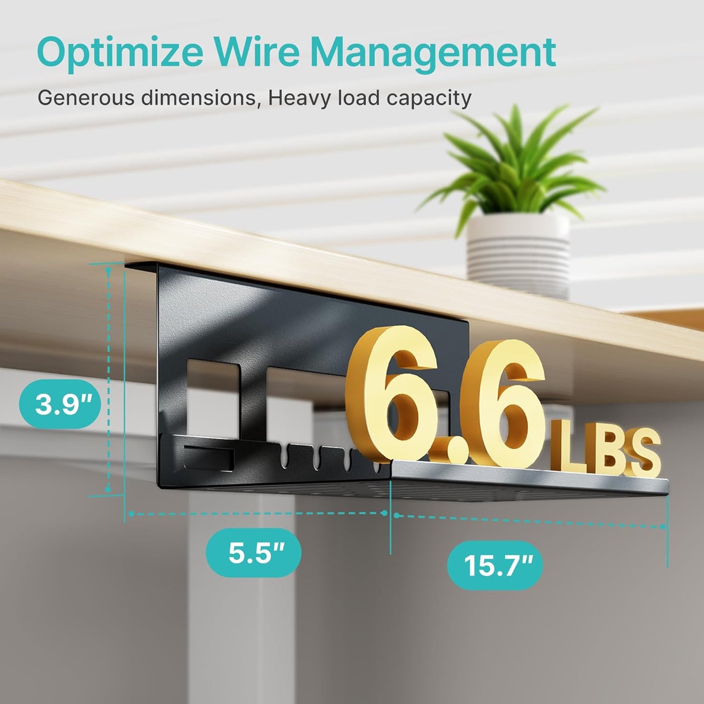 PEGZONE Under Desk Cable Management Tray, 31.5 Inches Metal Cord Organizer Rack, Desk Tray for Power Strip, Cord, Wire, Easy Mounting Cable Management Under Table for Home Office, Black